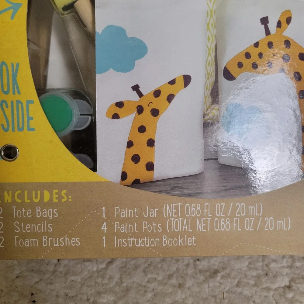 Imagine by Bendon Craft With Me Tote Bag Painting Kit Kids Ages 4+ Giraffe NEW